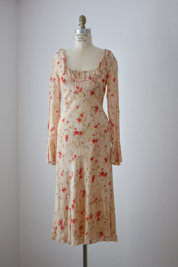 Rose print romantic dress - Medium