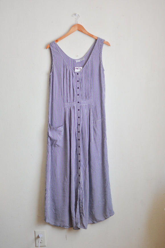 Vintage blue gingham dress- S/M