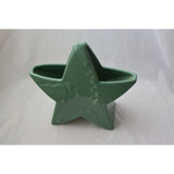 Vintage green vase star planter sage galaxy open top textured made in USA Abingdon