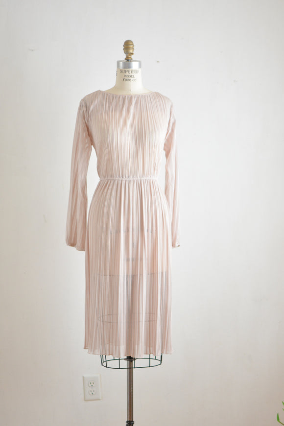 Vintage striped midi dress semi sheer -Large/X-large