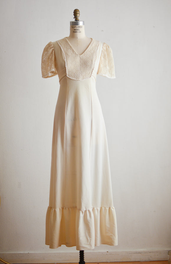 Vintage 1970's cream dress- Small