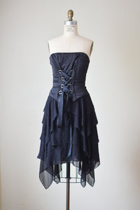 Vintage black flowy corset dress